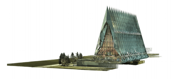 Laser Scan of the Cadet Chapel, displayed in revit (Image courtesy: RTC handout)